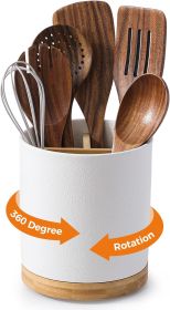 3 Compartment Utensil Holder, Extra Large Utensil Crock, Stable Ceramic Utensil Organizer