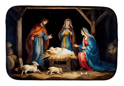 Christmas Nativity Scene Dish Drying Mat Absorbent Dish Drying Mat Pad for Kitchen Counter Dish Drainer Mat for Countertop, 14 x 21", Multicolor (Default: Default)